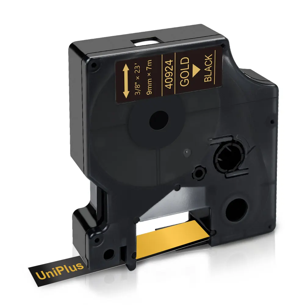 UniPlus 40924 Золотая на черной D1 этикетировочная лента 9 мм * 7 м 3/8 дюйма сменная Dymo