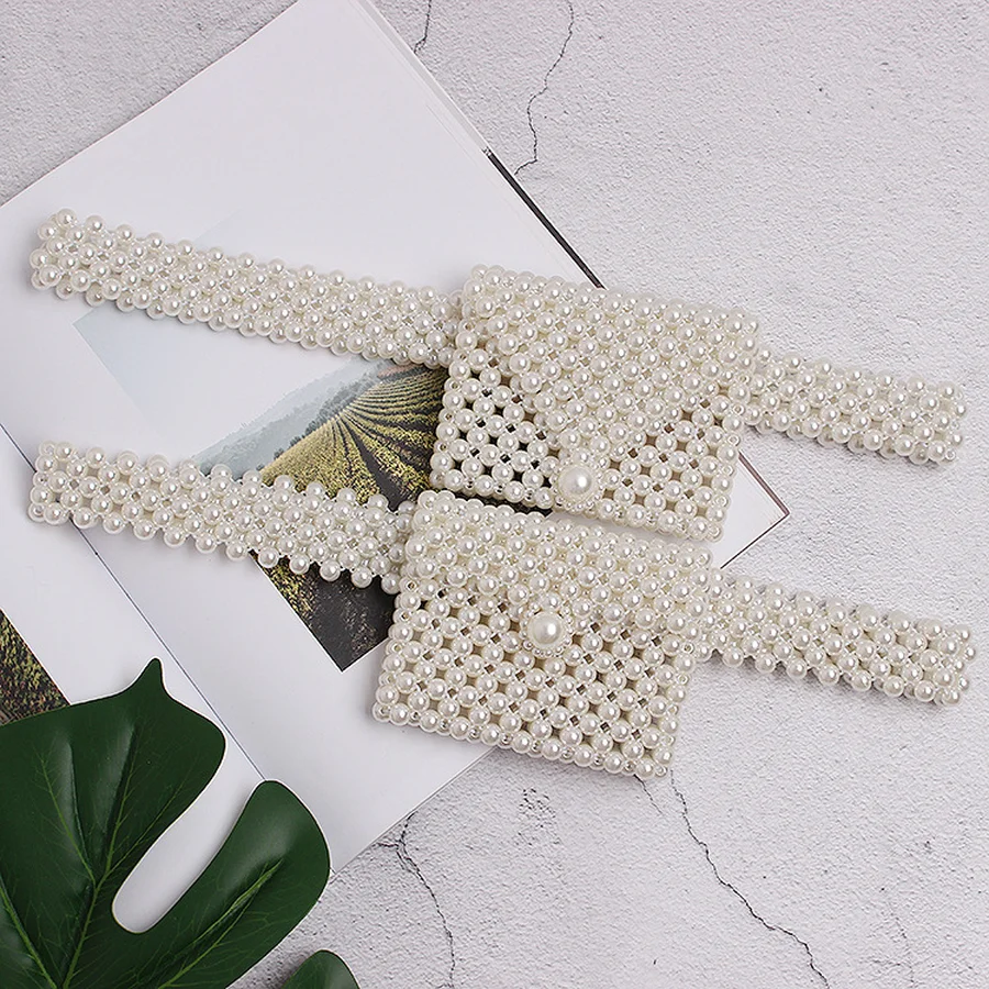 Элегантная поясная сумка DICLOUD с имитацией жемчуга для женщин эластичные Сумки на