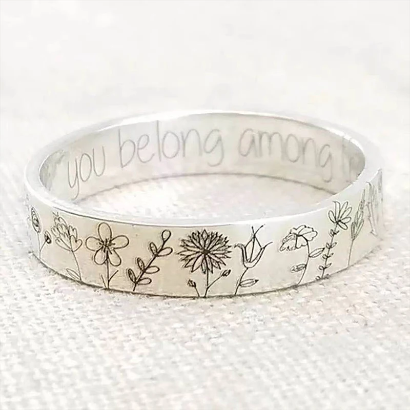 

Fashion Natural Simple Ring Retro Carved Women's Ring Men's Bohemian Exquisite Wild Flower Flower Daisy Handmade Gift Ring