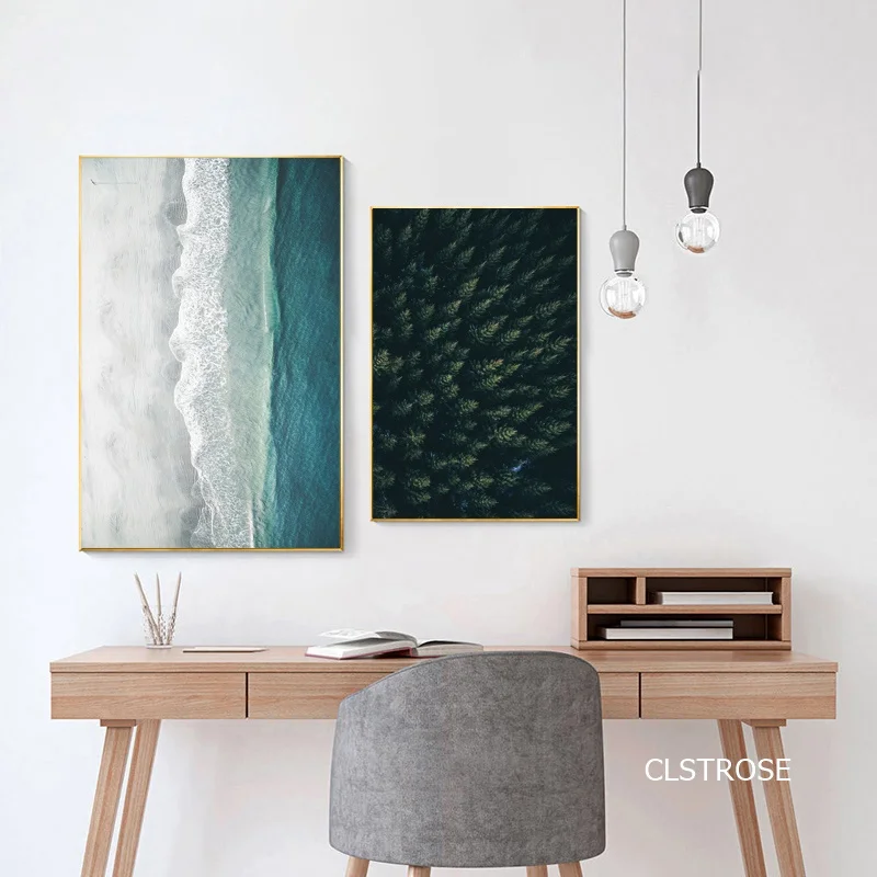 Скандинавский современный стиль красивые синие морские глубокие плакаты с