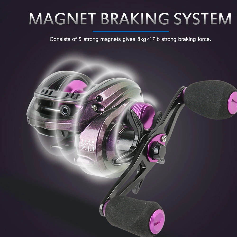 

Baitcasting Reel 5+1 Ball Bearings Baitcasting Fishing Reel 7.1:1 Gear Ratio Fishing Bait Casting Reel