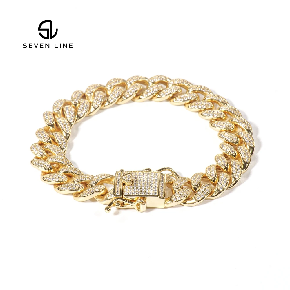

Classic 12mm micro-inlaid zircon real gold electroplated Cuban chain
