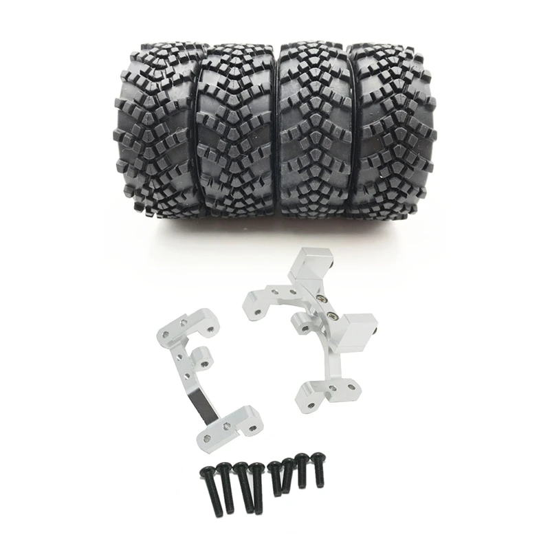 

4X Rc Car Tires Applies To: 1:16 (Without Wheel Hub) & 1Set Metal Pull Rod Base Seat Axle Up Servo Bracket For WPL C14