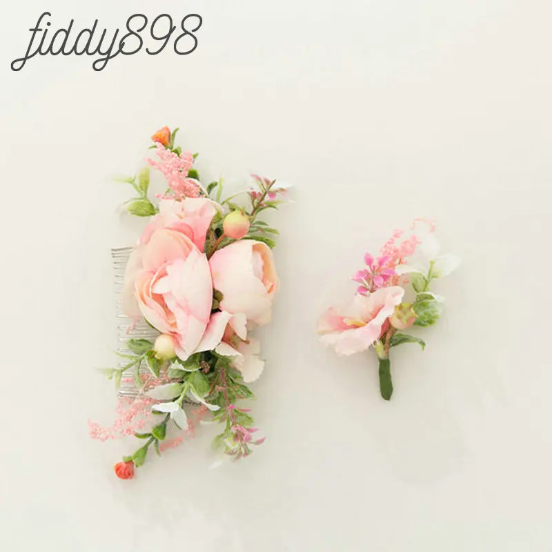Романтические розовые Искусственные цветы Свадебные аксессуары для волос