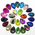 Мини-заказ, все размеры, цвета, стеклянный кристалл в форме слезы, Необычные каменные заостренные задние стразы, капельки для изготовления ювелирных изделий