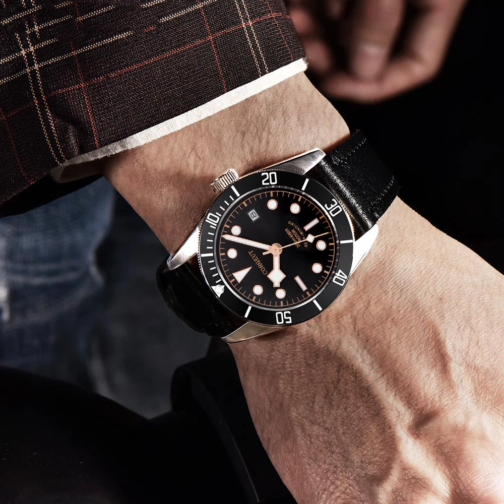 Часы мужские механические с сапфировым стеклом и датой 41 мм | Наручные часы