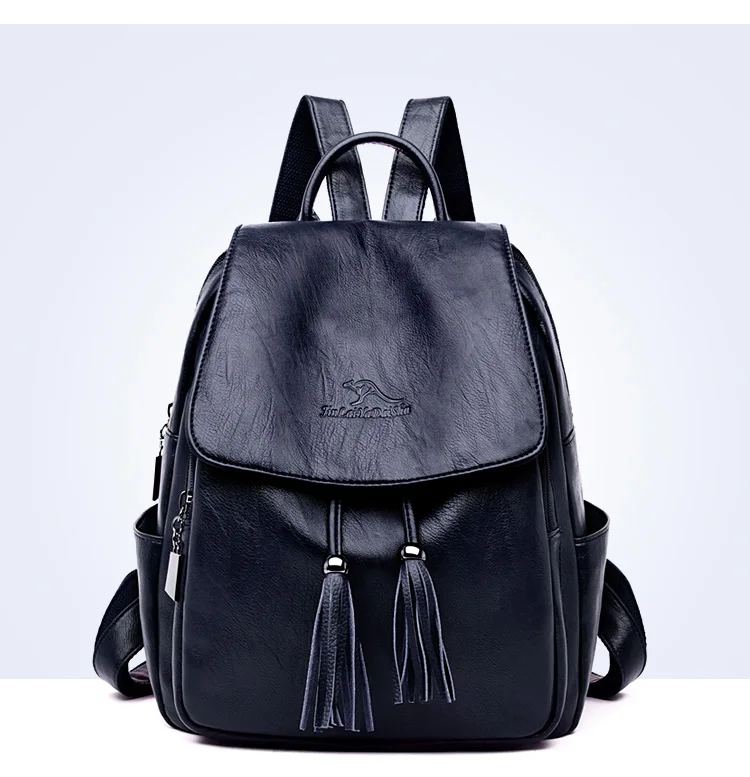 Модный женский рюкзак Mochilas из овечьей кожи с кисточками, Женская дорожная сумка, рюкзаки, школьные рюкзаки для девочек-подростков