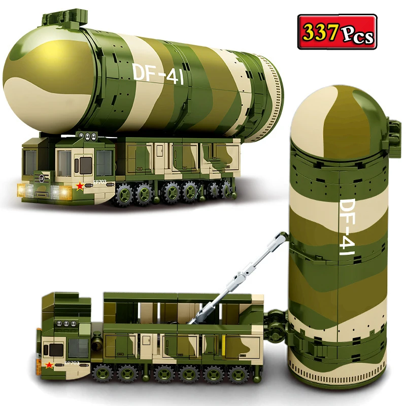 

WW2 Military Series World War II Army Cute DF-41 Missile Vehicle Soldier Weapon MOC Building Blocks Bricks Toys Gifts