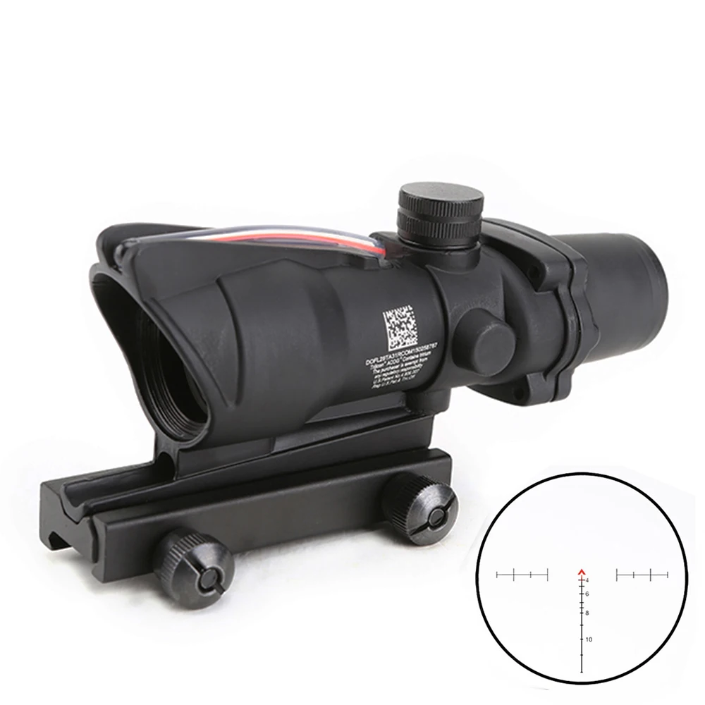 red fiber Охотничий Прицел ACOG 4X32 настоящий красный зеленый волоконный оптический прицел с подсветкой шеврон сетка тактический оптический прицел с - Цвет: red fiber