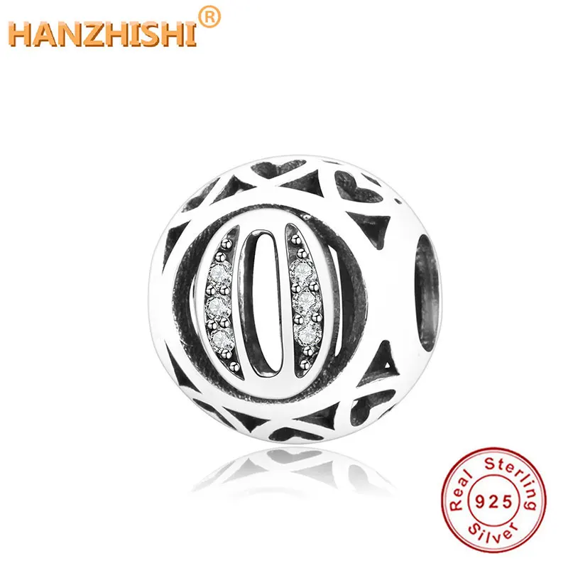 Цена оптовой продажи 100% 925 стерлингового серебра с принтом цифр и букв С бусинами