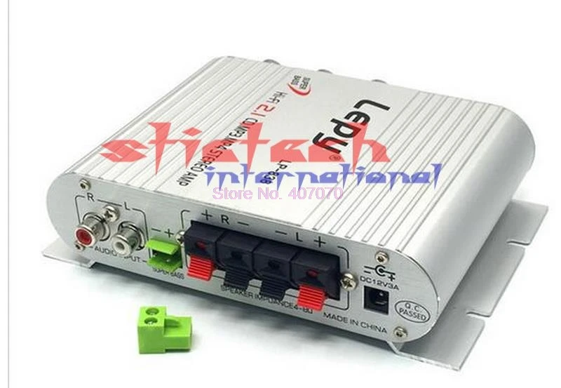 От DHL или Fedex 20 шт. Серебряный LP-838 Mini HIFI 2 1 стерео аудио усилитель AMP 25Wx2 + 45W Bass lepy |