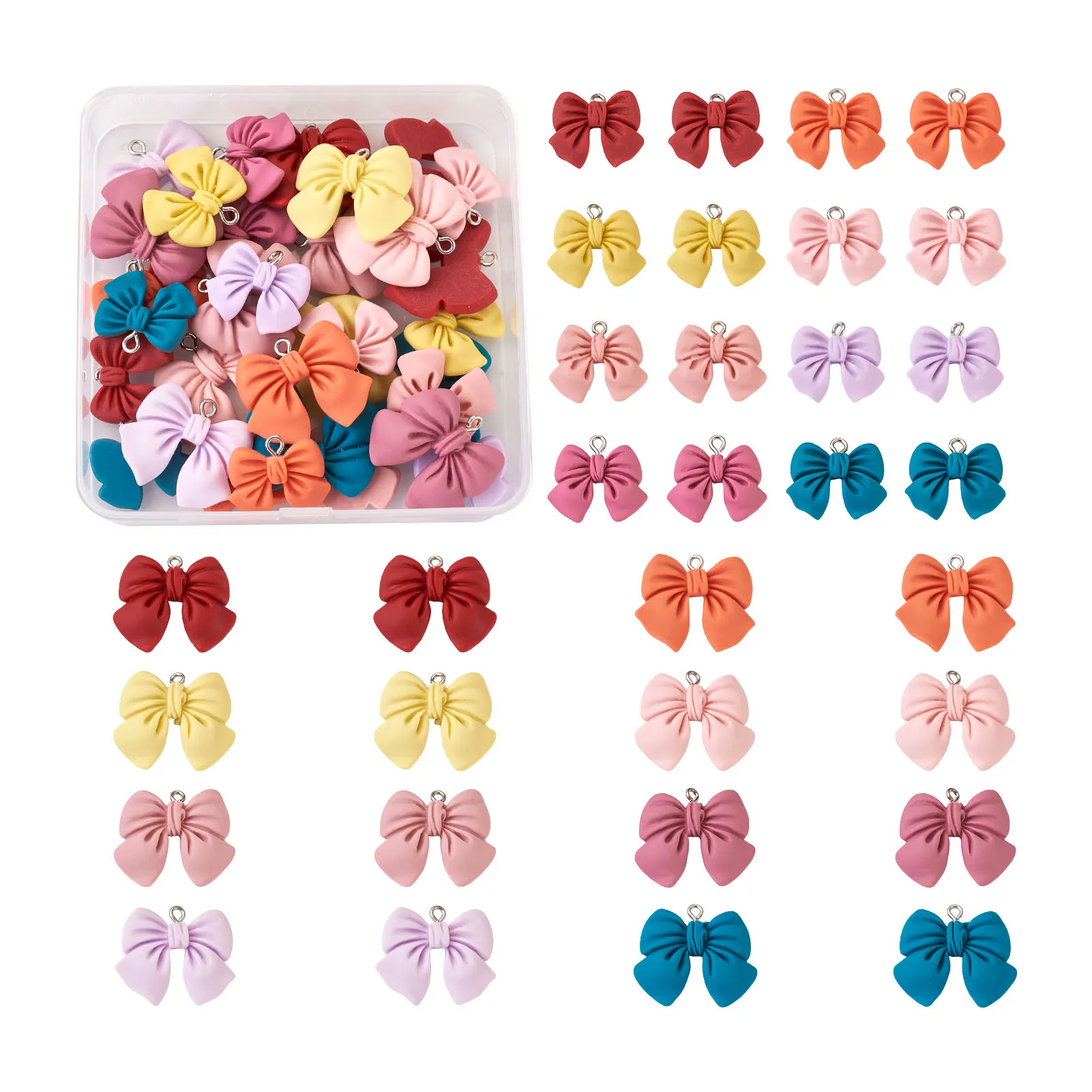 1 коробка с милым бантом бабочкой на кулоны из смолы платиновым покрытием