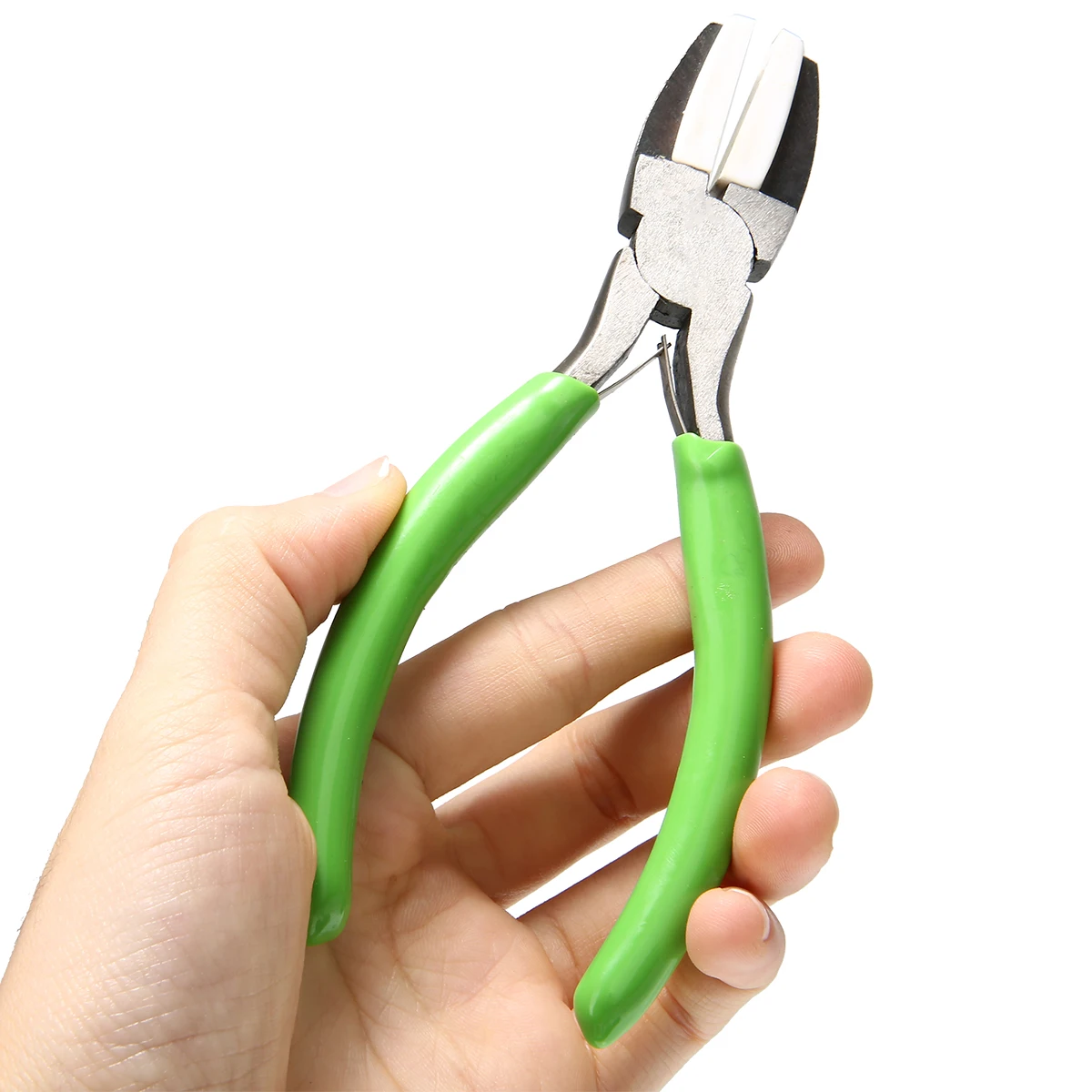 

5.3" Flat Nose Plier Strong Carbon Steel White Plastic Jaw Flat Nose Pliers for Handmade Jewelry Making Hand Tools 135mm