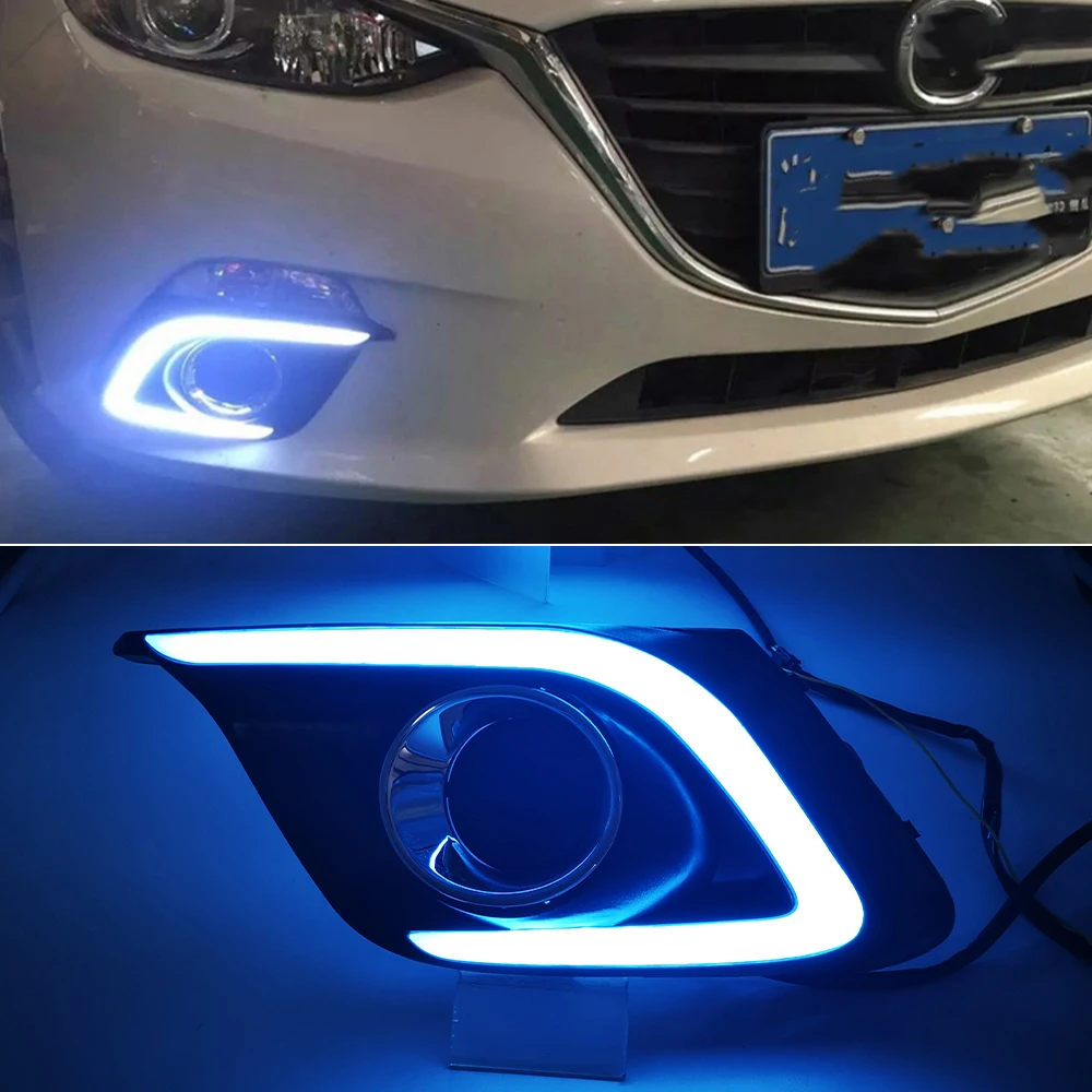 Car Flashing 2Pcs DRL For Mazda 3 Mazda3 Axela 2014 2015 2016 LED Daytime Running Lights Daylight Fog light cover | Автомобили и