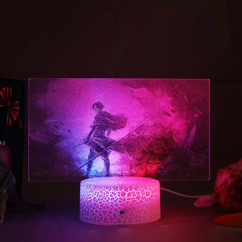 

Аниме атака на титанов, двухцветная лампа, оригинальная новинка, RGB Ночной светильник, подарок для детей, Hange Zoe Armin Alert, декор комнаты