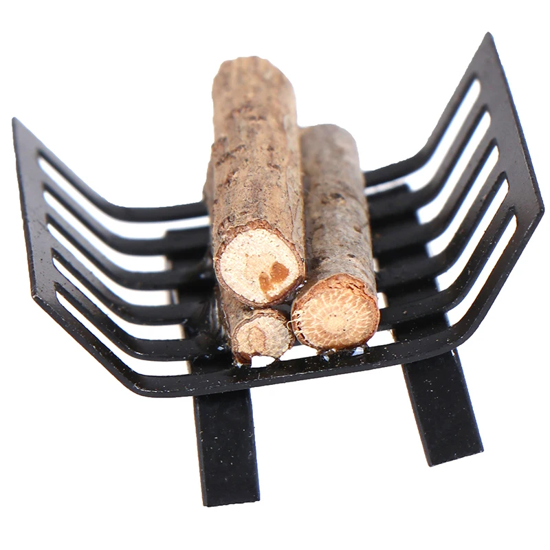 

High Quality1/12 Dollhouse Furniture Metal Rack with Firewood for Living Room Fireplace Model Dolls Accessories