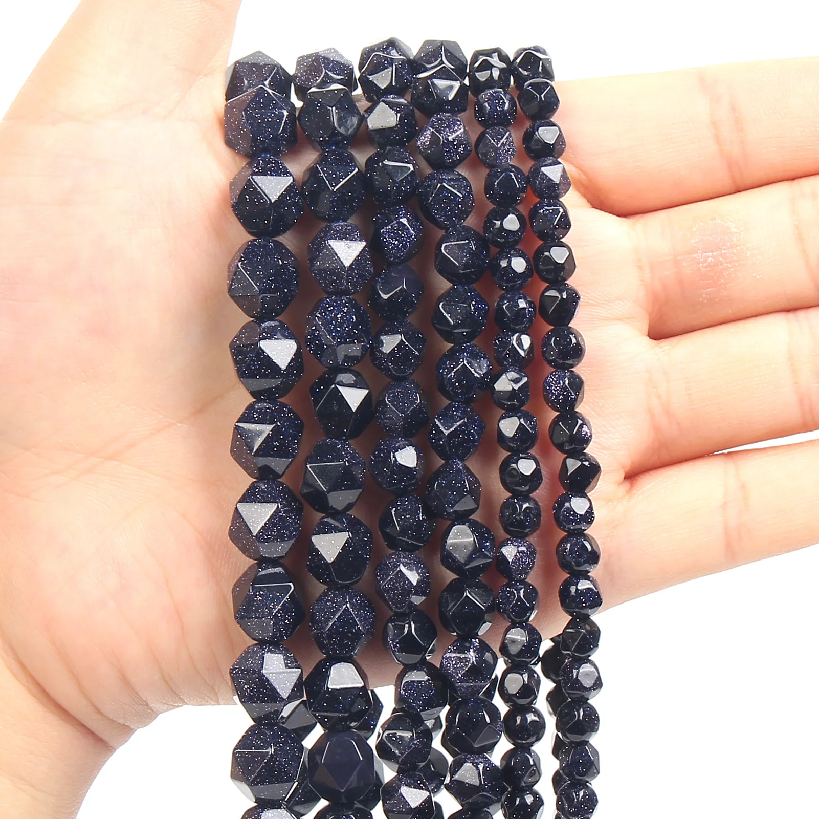 

Граненые синие Бусины из натурального камня, бусины-разделители россыпью для изготовления ювелирных изделий, рукоделия, «сделай сам», шарм,...