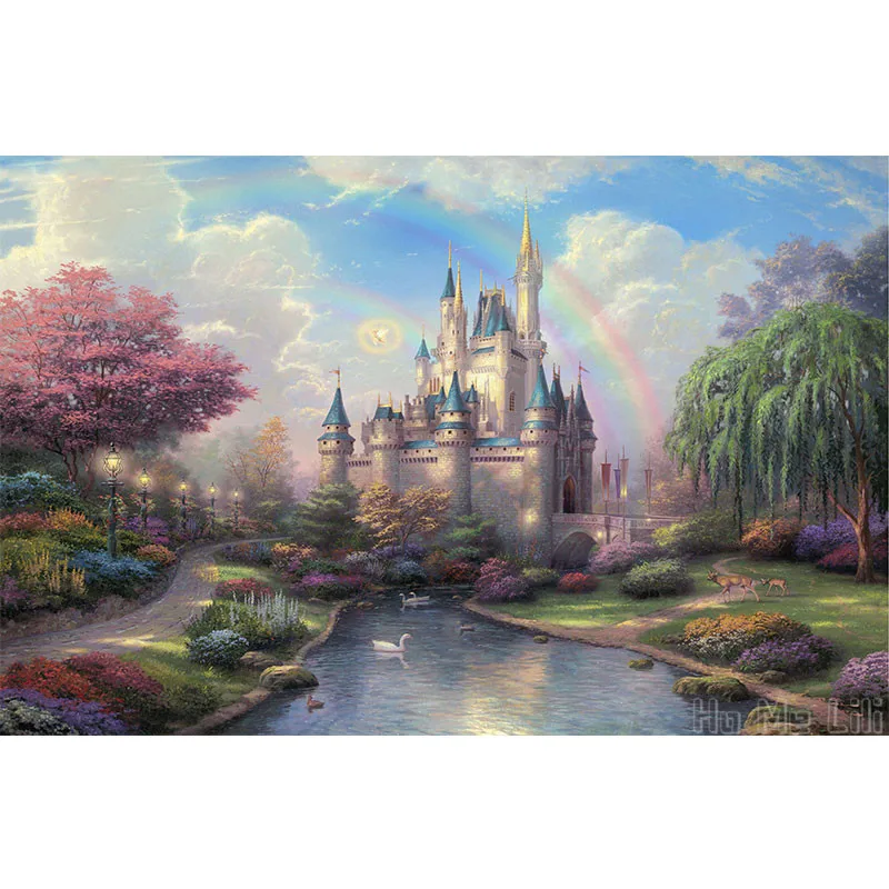 Водонепроницаемая прямоугольная скатерть с изображением замка принцессы радуги