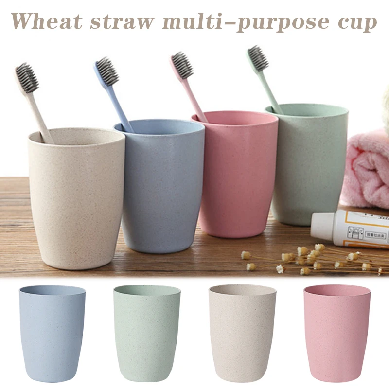 

400ml Wheats Straw Water Cup Multifunctional Coffee Plastic Cup Drinking Cups Reusable Brushing Cups Hot Sale