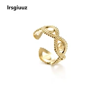 fashion simple irregular texture ring for women golden titanium steel ring korean personalized female opening adjustment ring