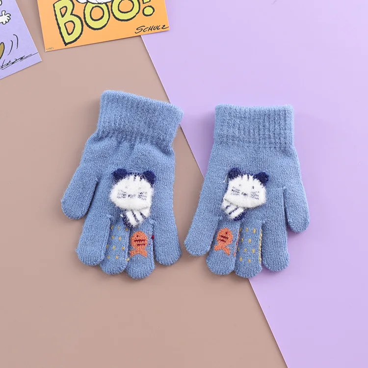 Перчатки вязаные детские осенне-зимние теплые От 2 до 4 лет с пальцами прекрасные