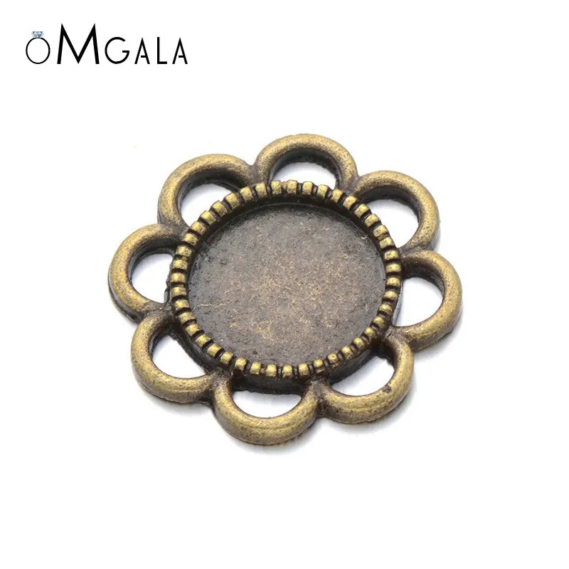 

OMGALA 10pcs/lot 12mm Ancient Cabochon Base Tray Bezel Blank Setting For Pendant Necklace DIY Jewelry Making Findings jewellery