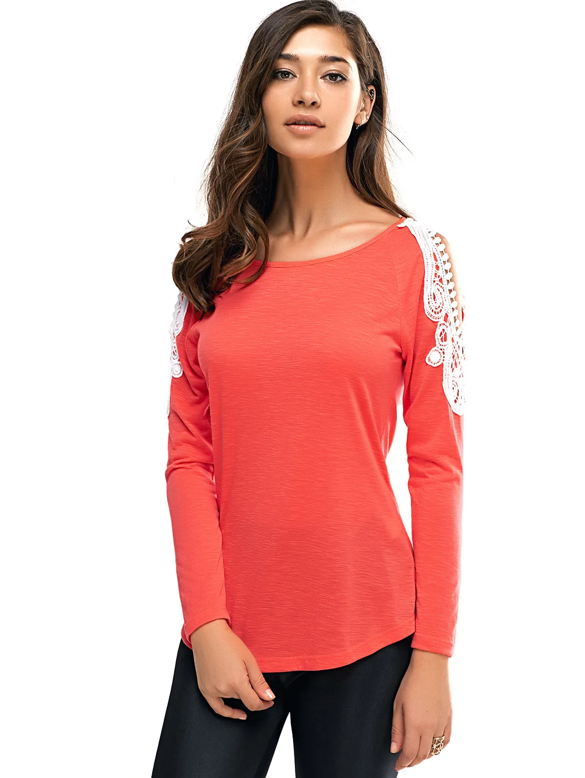 ROSEGAL/Милая футболка с длинными рукавами и круглым вырезом хит продаж уютные