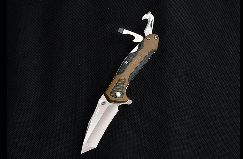 Sanrenmu 7094 Многофункциональный Открытый EDC Складной нож с режущим ремнем стеклянный выключатель открывалка для бутылок без замка для кемпинга