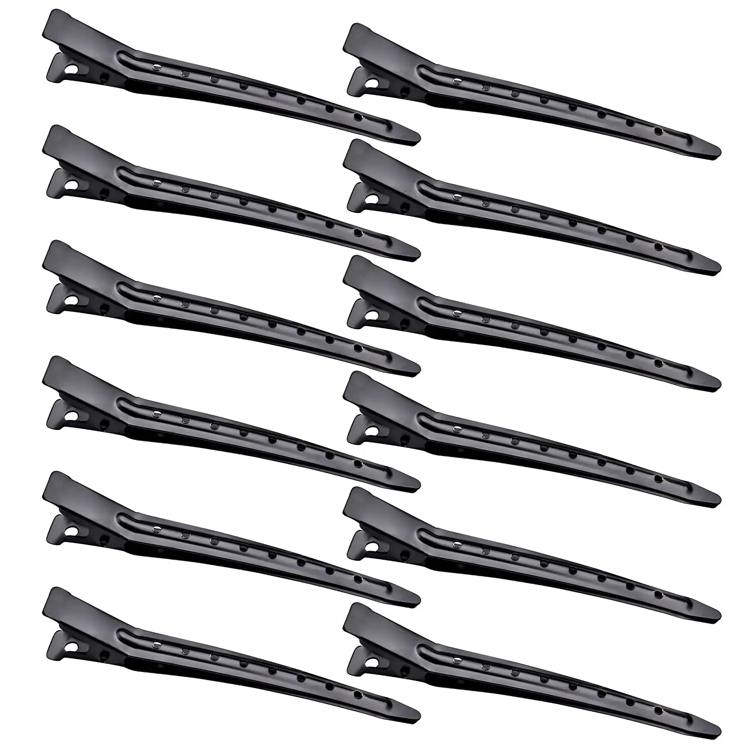50pcs 3.5 Inches Black Metal Duck Bill Alligator Hair Clips Sectioning Curl Clips with Holes for Women Girls Salon Hair Styling