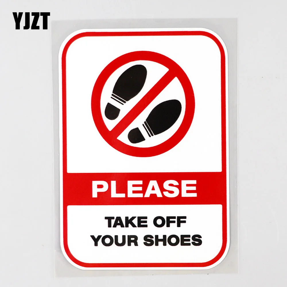 

YJZT 9.6CM×13.7CM Please Take Off Your Shoes PVC Decal Car Sticker 12C-0742