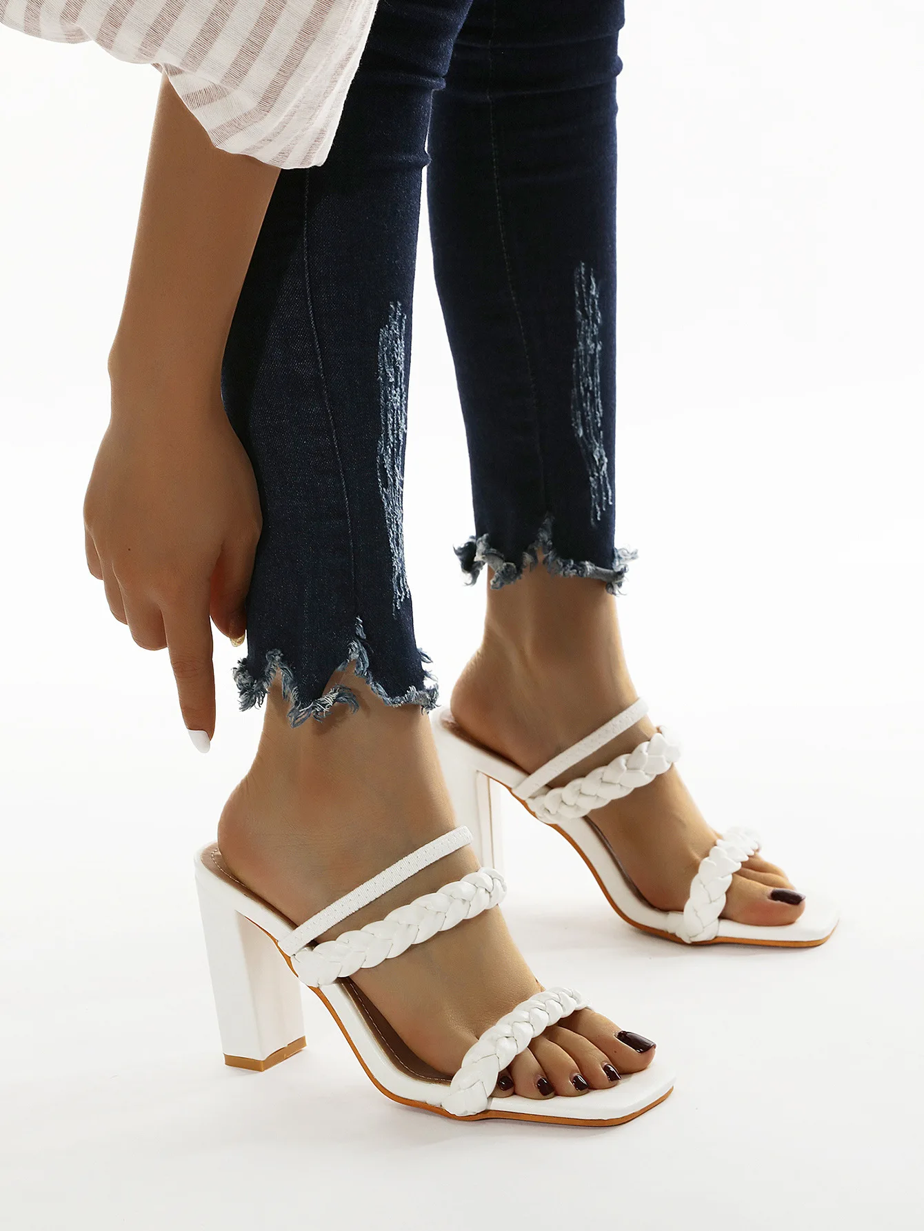 

Sandals Stiletto Heels Comfort Shoes for Women All-Match 2021 Summer Breathable Suit Female Beige Two Weare Fashion Sexy Black