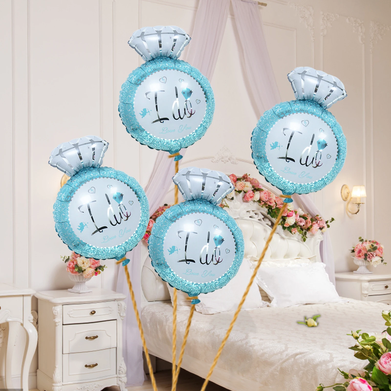 Кольцо из розового золота воздушные шары алюминиевой фольги Любовное сердце для