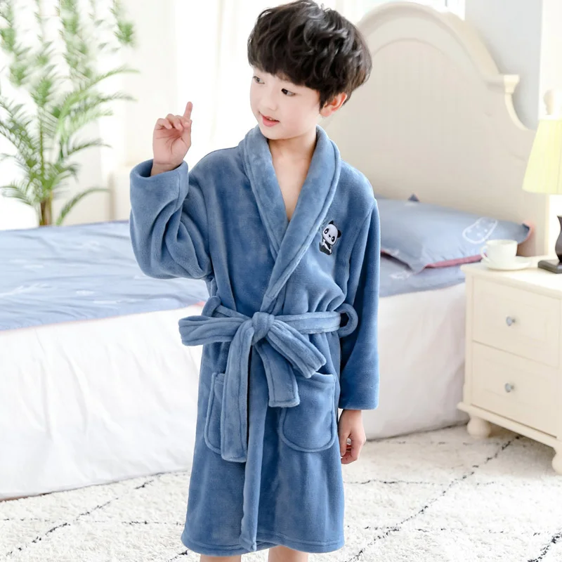 Зимний детский халат для мальчиков с мультяшным принтом панды - Цена: 1 222,57 - 1 335,01 руб.