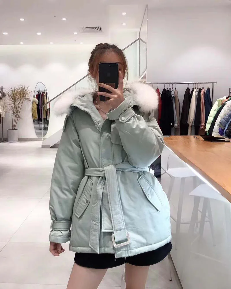 

High Quality Down Jacket Women Coat Winter Hooded With Real Fox Fur Collar Plus Size Outerwear Slim Thick Warm Fn00878