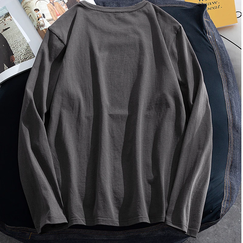 

2021 100% Cotton Spring Long Sleeve Men T Shirt Letter Print Oversized Harajuku White Vintage Top Couples Casual New Clothing