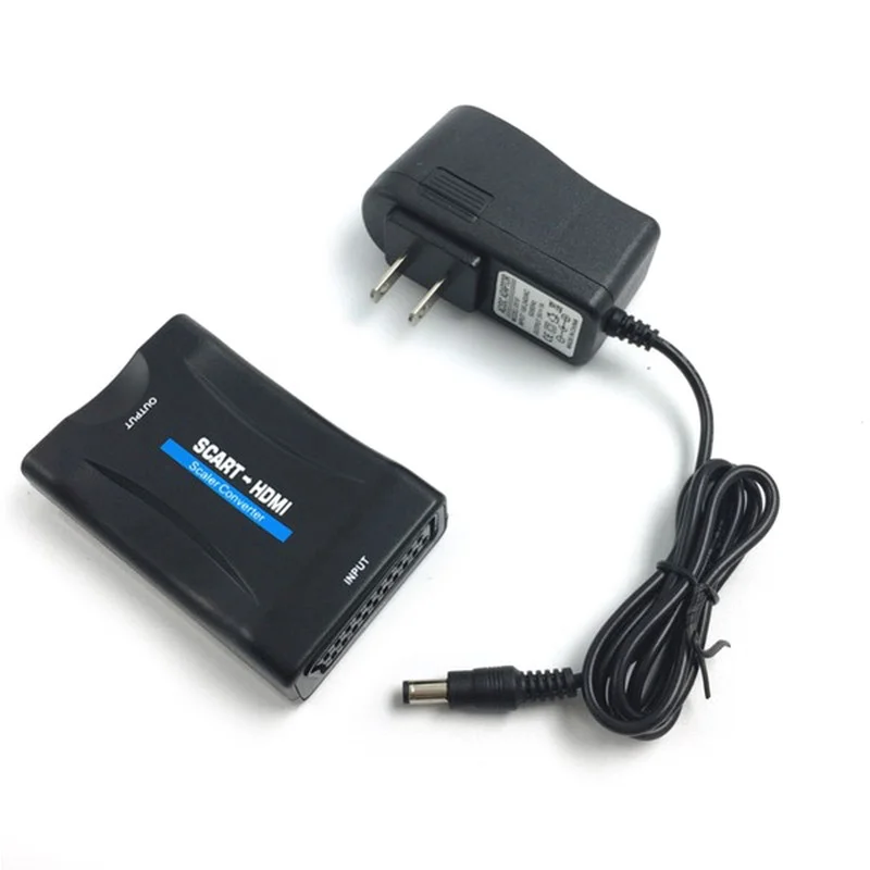 Из scart в HDMI конвертер 1080P Аудио Видео высококлассные конвертер адаптер для HD ТВ DVD для Sky Box СТБ Plug and Play с блоком питания постоянного тока для кабеля
