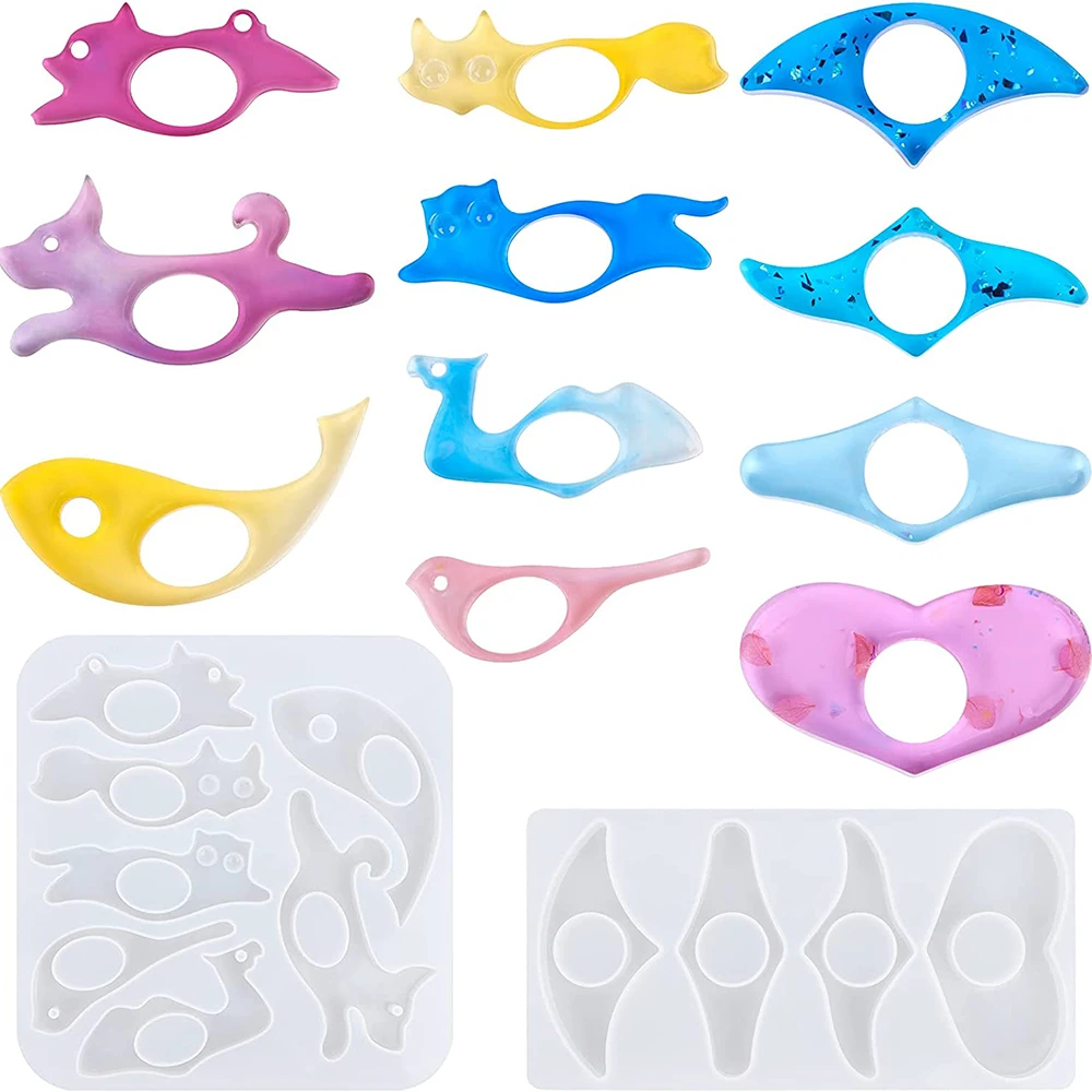 

Animal Shape Book Page Holder Silicone Resin Mold Page Spreader Thumb Book Pressing Ring Casting Mould For DIY Touchles Keychain