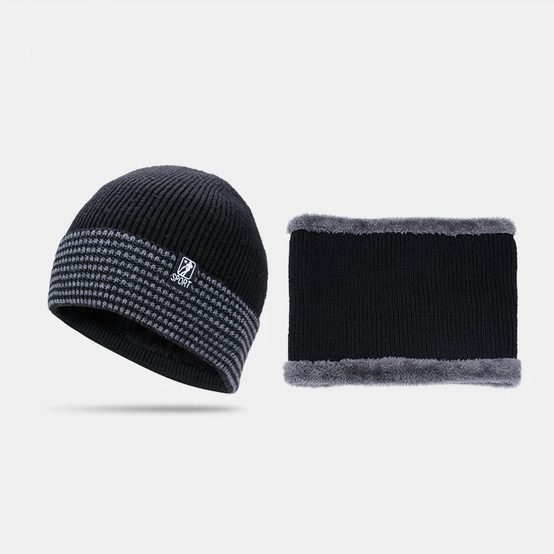 Зимняя вязаная шерстяная шапка с капюшоном для мужчин среднего и пожилого