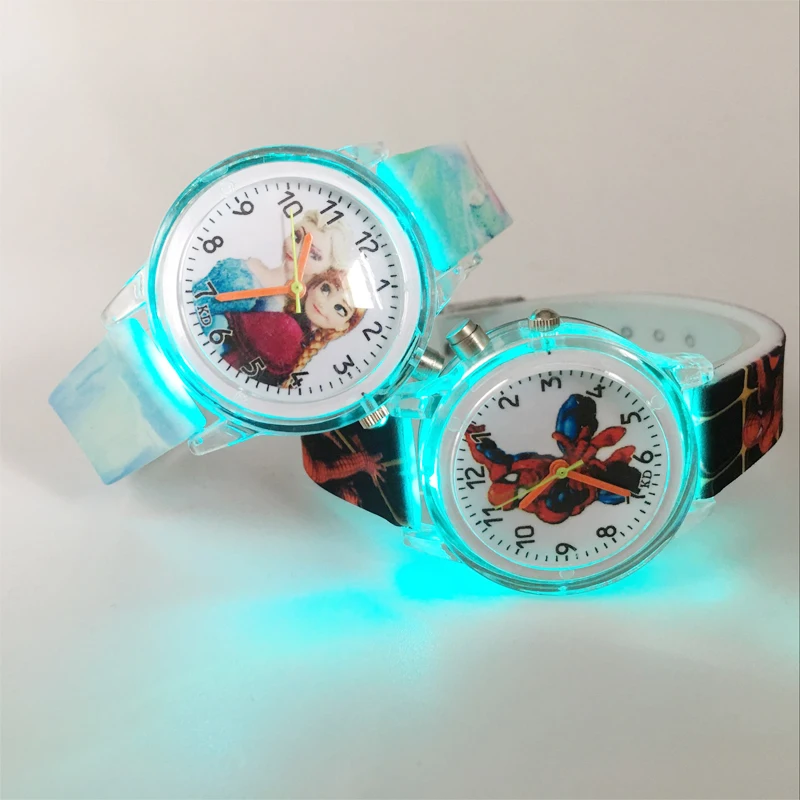 Модные детские часы для мальчиков с человеком пауком Милые принцессы Эльзы
