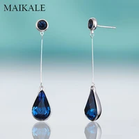 maikale classic water drop blue crystal earrings red rhinestone teardrop cz hanging dangle long earrings for women jewelry gifts