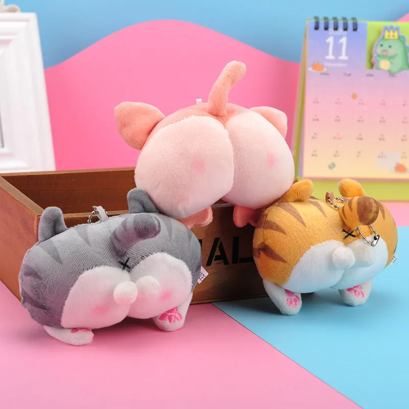 

Kawaii Плюшевые игрушки для брелка забавная корги кошка ягодицы мягкие игрушки животные милый рюкзак Кукла Плюшевая сумка Подвеска школьная сумка Подвеска