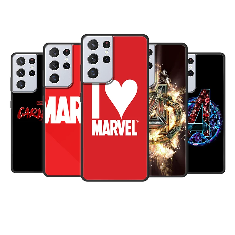 

Marvel Avengers Logo Art for Samsung Galaxy S21 S20 FE Ultra Plus S10 S9 S8 S7 S6 Edge 5G Silicone Black Soft Phone Case