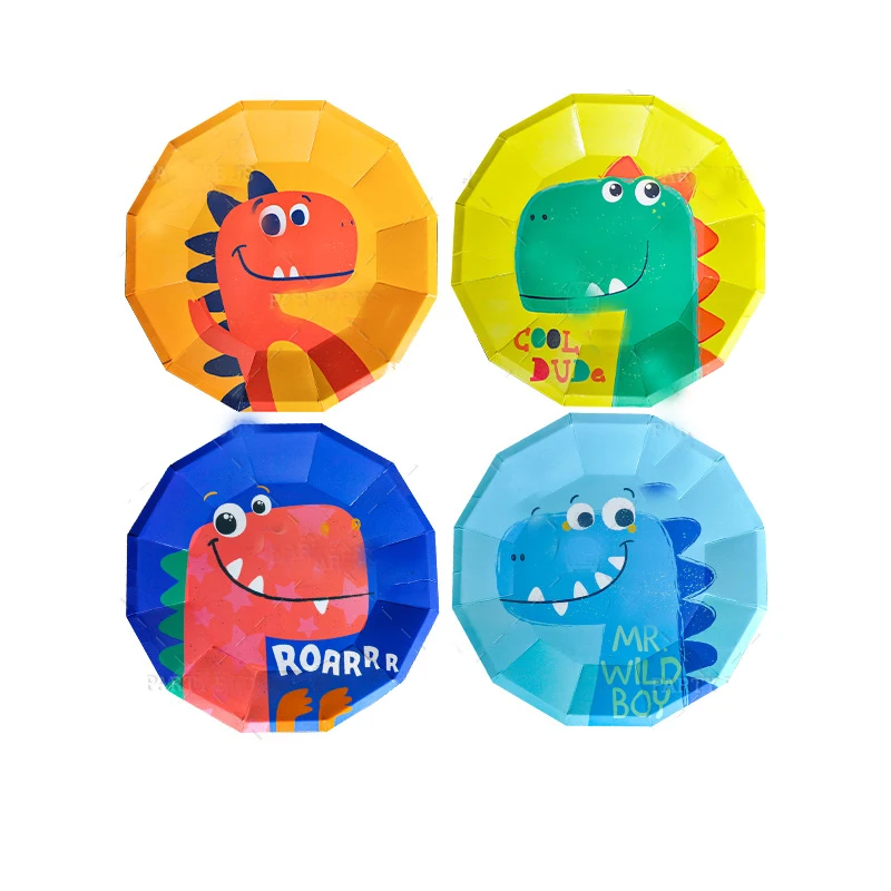 

Cute Dinosaur Disposable Tableware Set Baby Shower Plates Cup Fork Cake Topper Boy or Girl Birthday Party Supplies Baby Gift