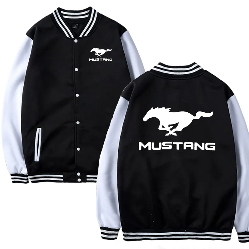

Бейсбольная куртка для Mustang с логотипом автомобиля, повседневные свитшоты в стиле хип-хоп Harajuku, мужская бейсбольная форма, приталенная ткан...