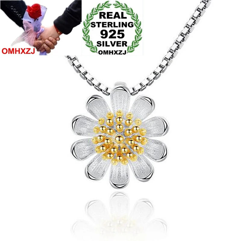 OMHXZJ оптовая продажа подвеска в виде подсолнуха для женщин и девушек серебро