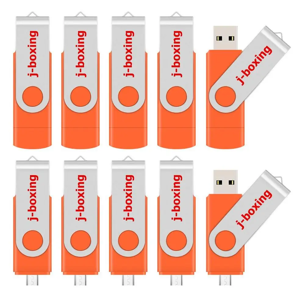 Золотой J-бокс OTG USB флэш-накопитель 16 Гб оперативной памяти, 32 Гб встроенной памяти, флэш-накопитель 64 ГБ 8 ГБ вращающийся Micro USB 2,0 флеш-накопитель для Android телефонов компьютеров Mac 10 шт./упак - Цвет: Золотой