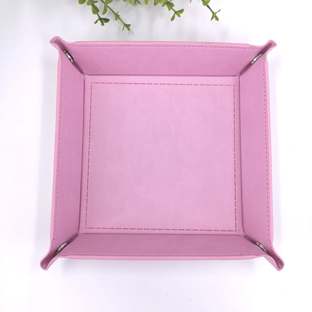 1 Pcs 18x18cm Four Corners PU Leather Tray Change Tray Sundries Storage Box Dried Fruit Plate Desktop Storage Tray