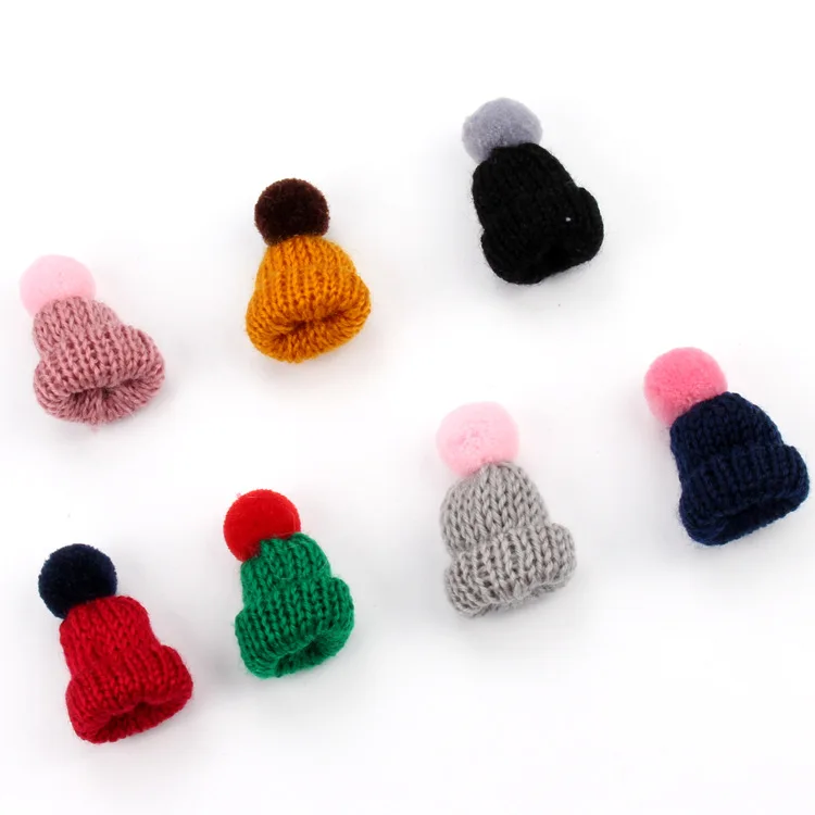 7 цветов Милая Мини вязаная шляпка для волос брошь шпильки свитера значок