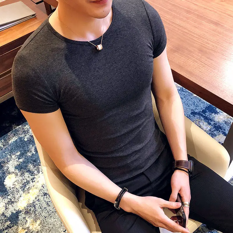 

J813 -Workout fitness men Short sleeve t shirt men thermal muscle bodybuilding wear compression Elastic Slim exercise clothing