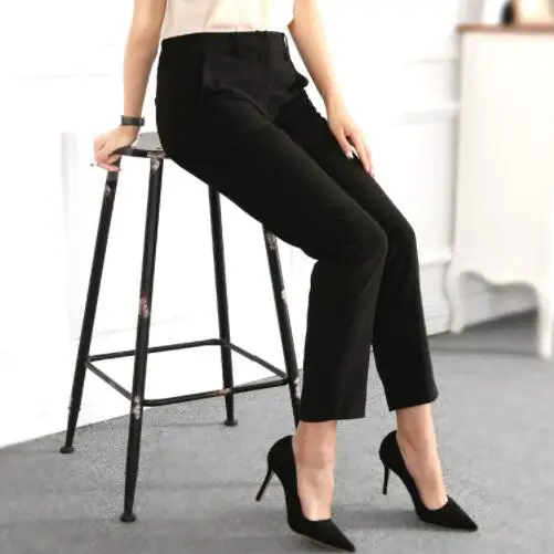 Высокое качество женские формальные офисные рабочие брюки черный серый деловой